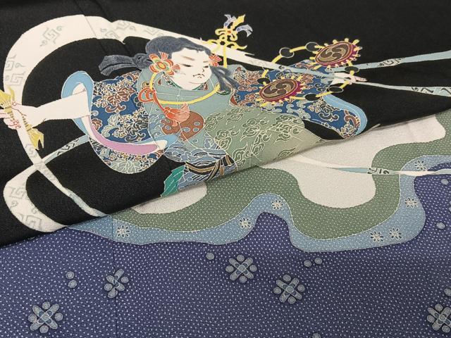 平和屋着物○本加賀友禅作家 山名田明生 黒留袖 風神雷神 正絹 逸品