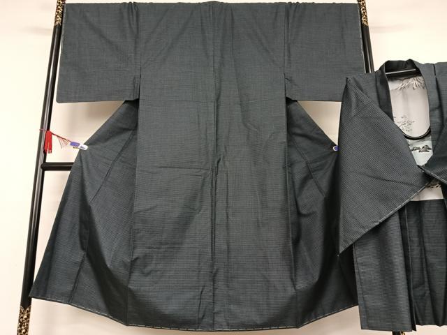 平和屋着物●男性　紬　アンサンブル　亀甲文様　正絹　逸品　未使用　AABB0162zg