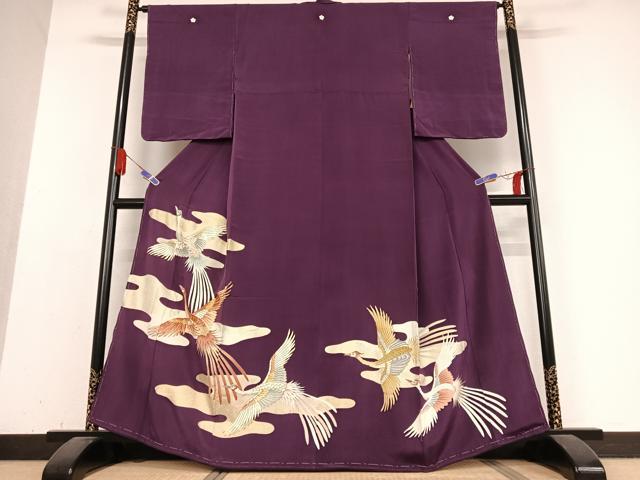 平和屋着物●セミアンティーク　色留袖　中国三大刺繍　汕頭刺繍　スワトウ刺繍　相良刺繍　鳳凰文　金彩　正絹　逸品　AABB0215zg