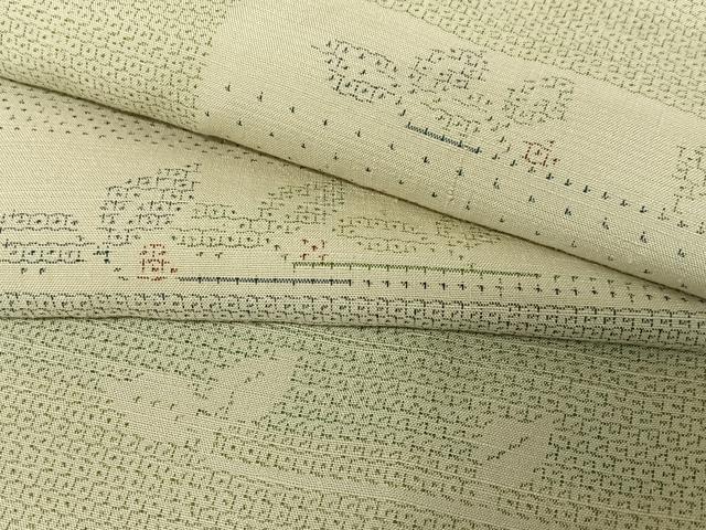 平和屋着物●塩沢紬　90亀甲　横段花文　正絹　逸品　AABB0227zg