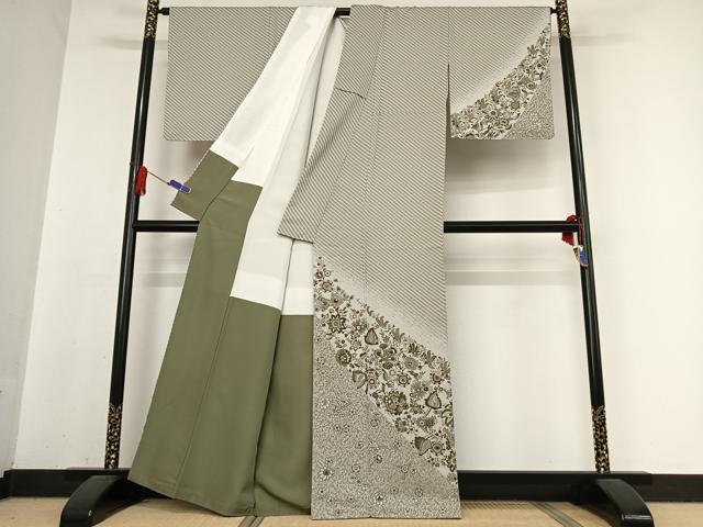 平和屋着物●お召　訪問着　伝統工芸名　東行庵　桃山　正絹　逸品　AABB0265zg 平和屋着物○お召 訪問着 伝統工芸名 東行庵 桃山 正絹 逸品