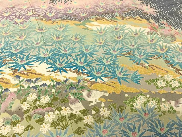 平和屋着物○本加賀友禅作家 斎藤正史 色留袖 花鳥文 浜ちりめん