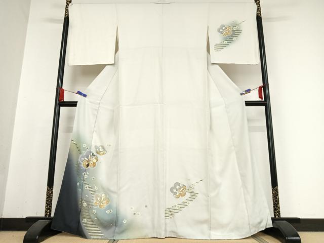 平和屋着物●訪問着　螺鈿　手描き　舞梅文　暈し染め　金銀彩　正絹　逸品　AABB0285zg
