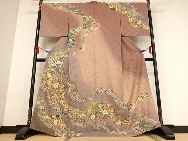 平和屋着物●訪問着　辻が花　絞り　暈し染め　正絹　逸品　AABB0309zg