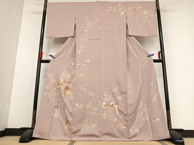 平和屋着物●訪問着　作家物　駒刺繍　鳳凰花文　金彩　三越扱い　正絹　逸品　AABB0311zg