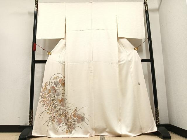 平和屋着物●金彩友禅　卓越技能者・名工・和田光正　訪問着　草花文　金銀彩　正絹　逸品　AABB0376ph