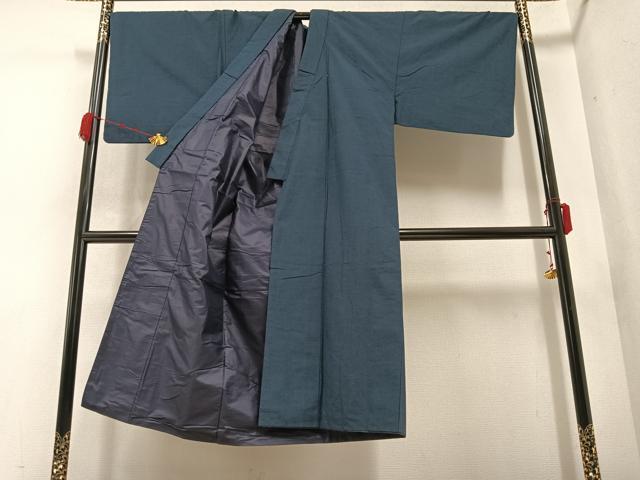平和屋着物○男性 紬 アンサンブル 色無地 褐返し色 やまと誂製