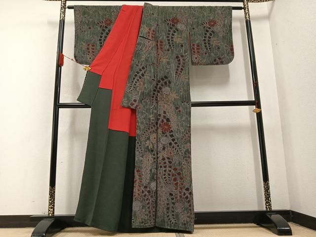 平和屋着物●訪問着　枝橘花文　金彩　鬼しぼ縮緬　正絹　逸品　CAAZ3312yc 平和屋着物○訪問着 枝橘花文 金彩 鬼しぼ縮緬 正絹 逸品