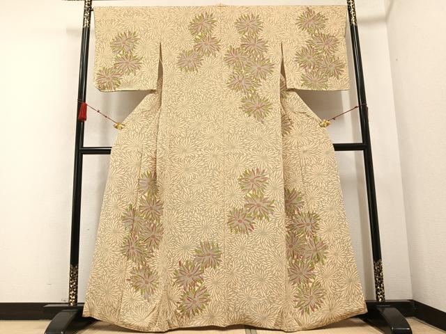 平和屋着物●訪問着　型染め　花尽し　正絹　逸品　AABB0429ph