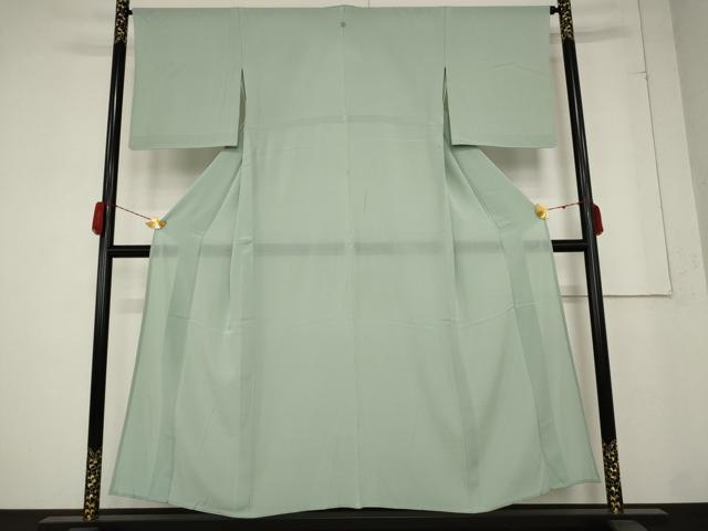 平和屋着物＊夏物　色無地　絽縮緬　薄青色　正絹　逸品　AABB0484st