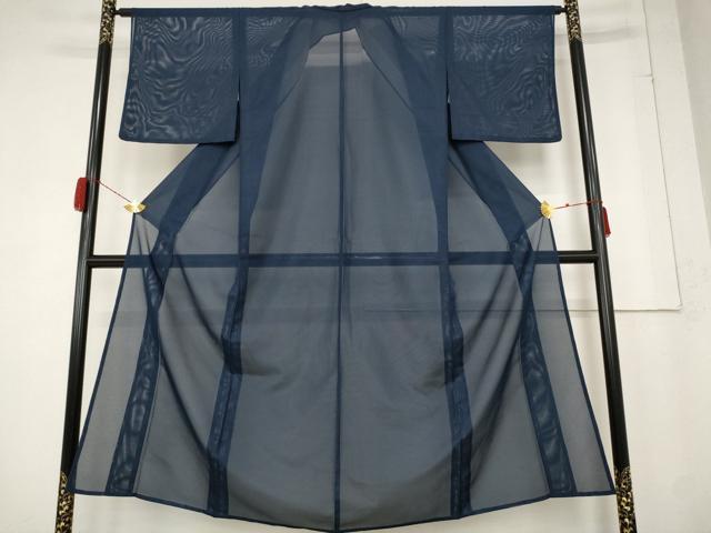 平和屋着物＊夏物　色無地　絽　留紺色　洗える着物　AABB0489st