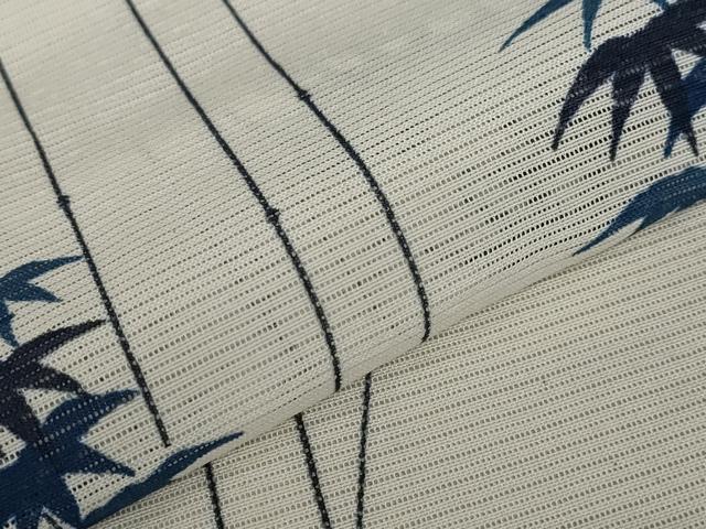 平和屋着物＊夏物 小紋 絽 笹の葉文様 洗える着物 AABB0496st