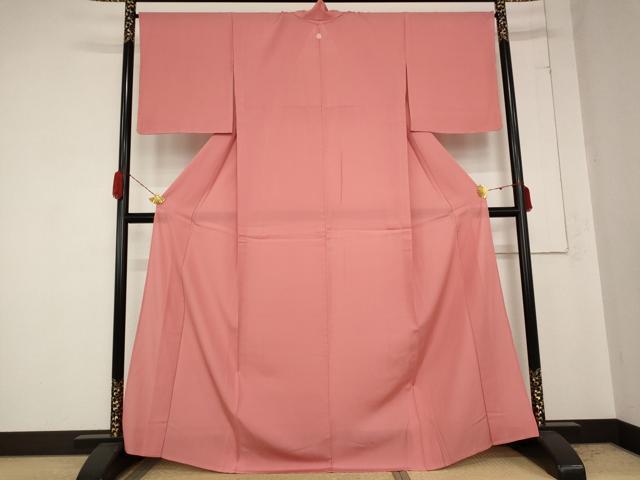 平和屋着物＊夏物　色無地　絽　甚三紅色　正絹　逸品　未使用　AABB0513st