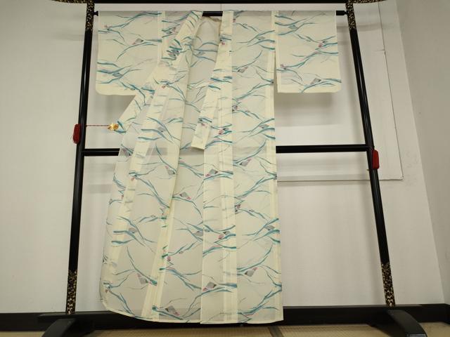 平和屋着物＊夏物　小紋　絽　幾何学文様　洗える着物　AABB0526st_2
