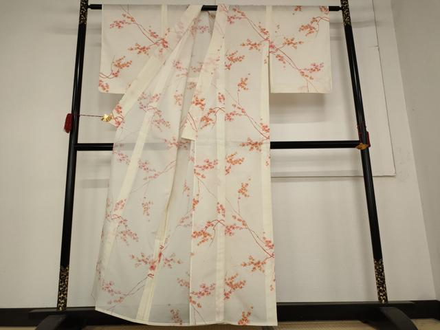 平和屋着物＊夏物　小紋　絽　楓文　洗える着物　未使用　AABB0546st_2