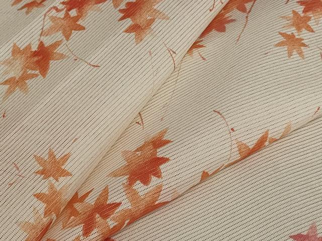 平和屋着物＊夏物　小紋　絽　楓文　洗える着物　未使用　AABB0546st