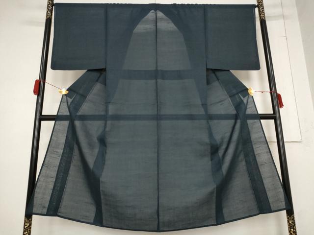 平和屋着物＊夏物　男性　紗紬　藍鉄色　正絹　逸品　AABB0565st