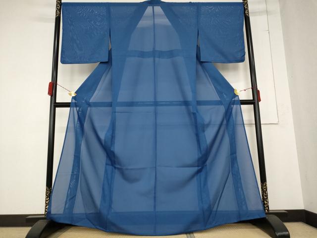 平和屋着物＊夏物　色無地　絽　瑠璃色　洗える着物　未使用　AABB0573st