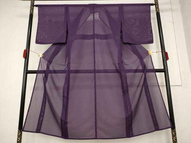 平和屋着物＊夏物　色無地　絽　葡萄色　洗える着物　AABB0575st