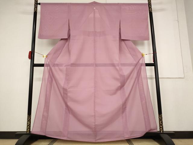 平和屋着物＊夏物　色無地　絽　長春色　洗える着物　AABB0592st