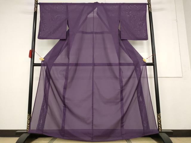 平和屋着物＊夏物　色無地　絽　桑の実色　洗える着物　AABB0593st