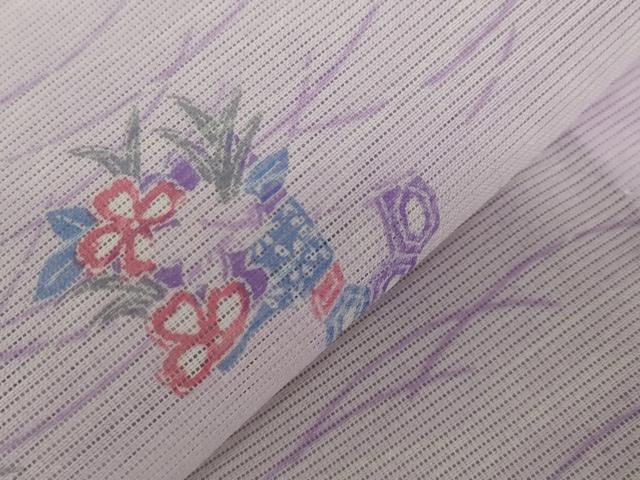 平和屋着物＊夏物　小紋　絽　芝花文　洗える着物　AABB0594st_4