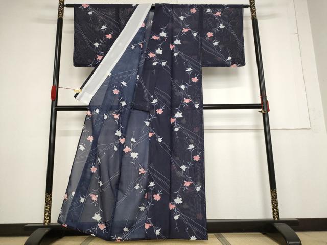 平和屋着物＊夏物 小紋 絽 草花文 洗える着物 AABB0598stの通販はau