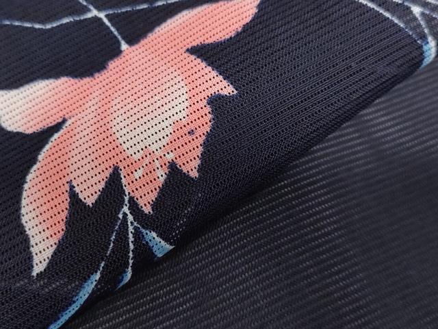 平和屋着物＊夏物 小紋 絽 草花文 洗える着物 AABB0598st