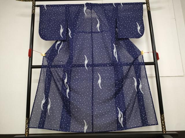 平和屋着物＊夏物　小紋　絽　舞扇文　洗える着物　AABB0599st_1