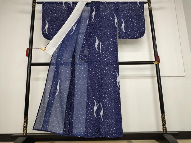 平和屋着物＊夏物　小紋　絽　舞扇文　洗える着物　AABB0599st_2