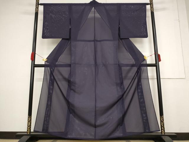 平和屋着物＊夏物　色無地　絽　濃鼠色　洗える着物　AABB0600st