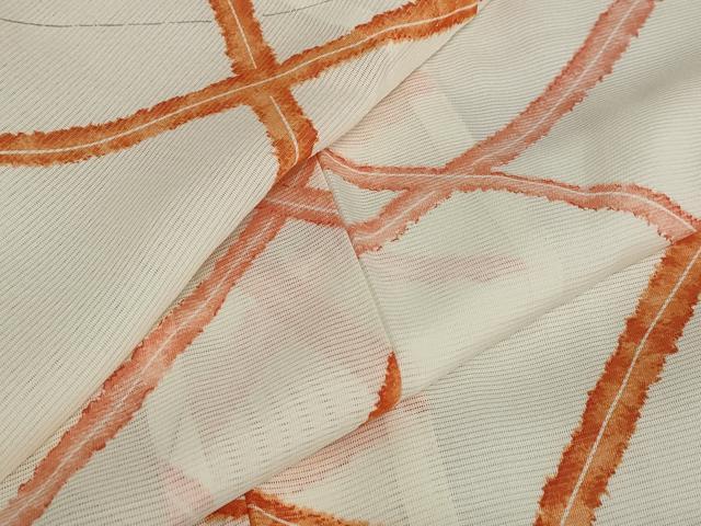 平和屋着物＊夏物　小紋　絽　幾何学文様　洗える着物　未使用　AABB0604st