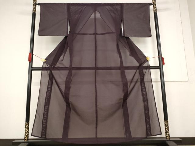 平和屋着物＊夏物　色無地　絽　似せ紫色　洗える着物　AABB0611st