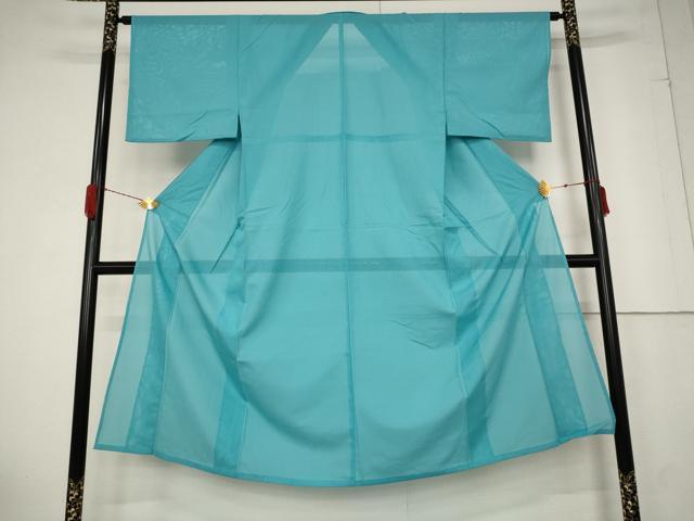 平和屋着物＊夏物　男性　色無地　絽　浅葱色　洗える着物　AABB0635st