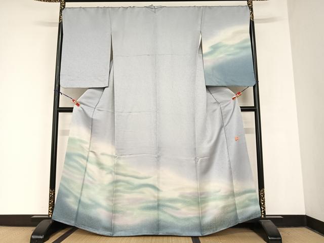 平和屋着物●二代目　久保田一竹　幻の辻が花　訪問着　花唐草　暈し染め　金通し地　正絹　逸品　AABB1336np