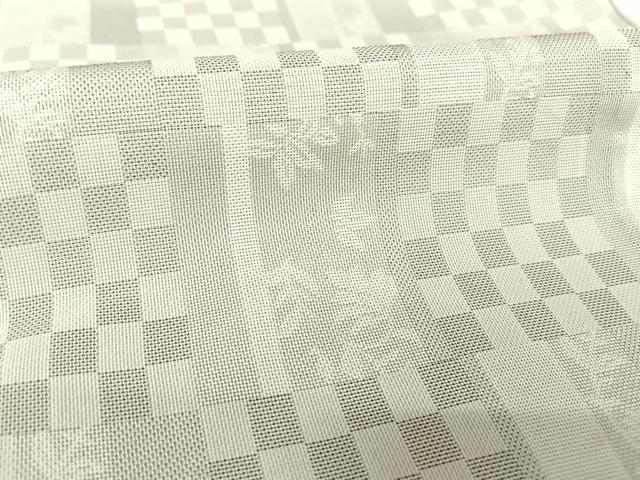 平和屋着物＊夏物　色無地　風通　市松花紋紗　銀鼠色　正絹　逸品　AABB1337np_7