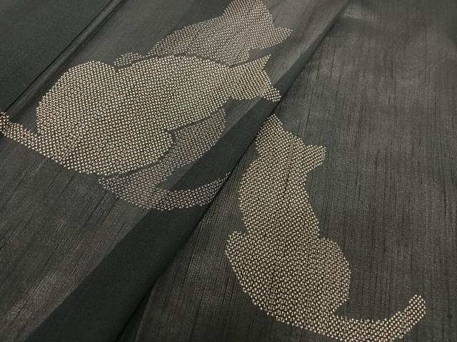 平和屋着物＊夏物　紗紬　訪問着　猫　黒地　正絹　逸品　AABB1338np_5