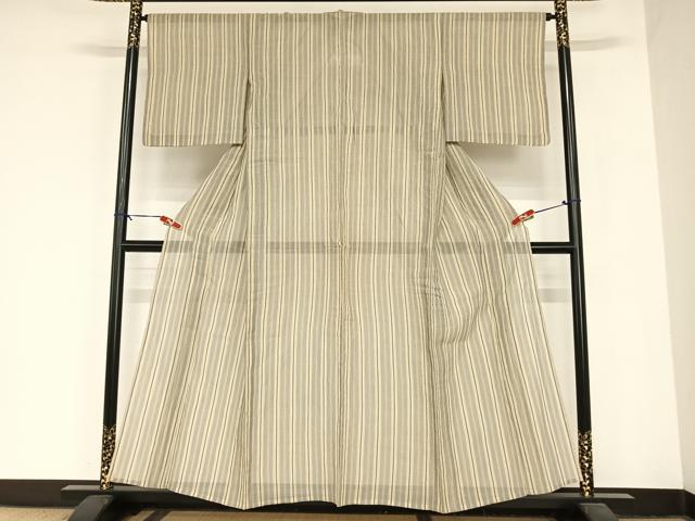 平和屋着物＊夏物　本場小千谷ちぢみ　縞　麻　逸品　AABB1339np 平和屋着物＊夏物 本場小千谷ちぢみ 縞 麻 逸品 AABB1339np