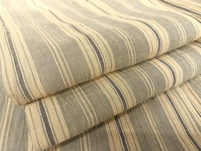 平和屋着物＊夏物　本場小千谷ちぢみ　縞　麻　逸品　AABB1339np
