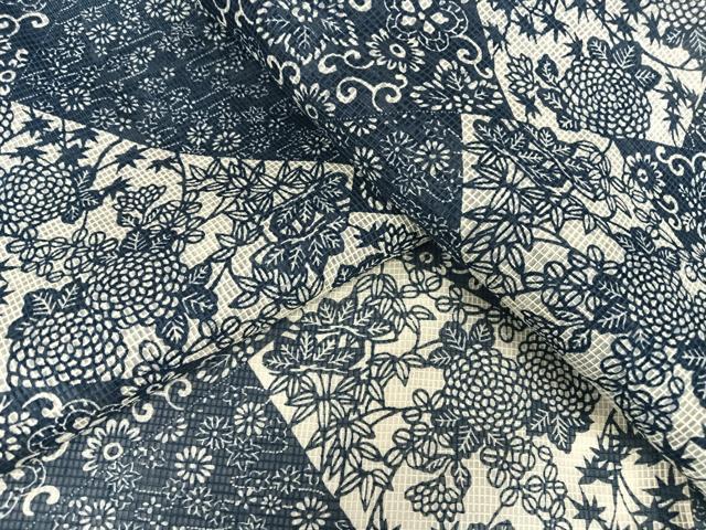 平和屋着物＊夏物 小紋 綿紅梅 花唐草 綿 逸品 AABB1341np