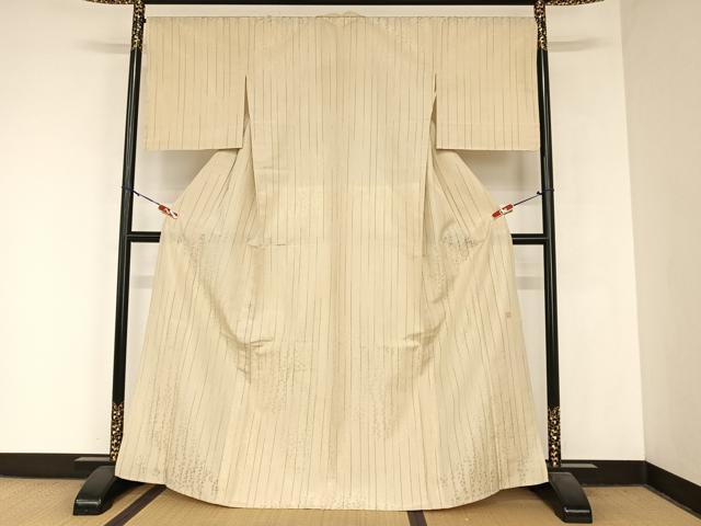 平和屋着物▽白根沢 捩り織 お召 単衣 枝花文 正絹 逸品