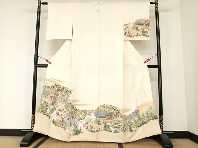 平和屋着物○皇室献上本舗 訪問着 寿光織 人物文 金糸 正絹 逸品