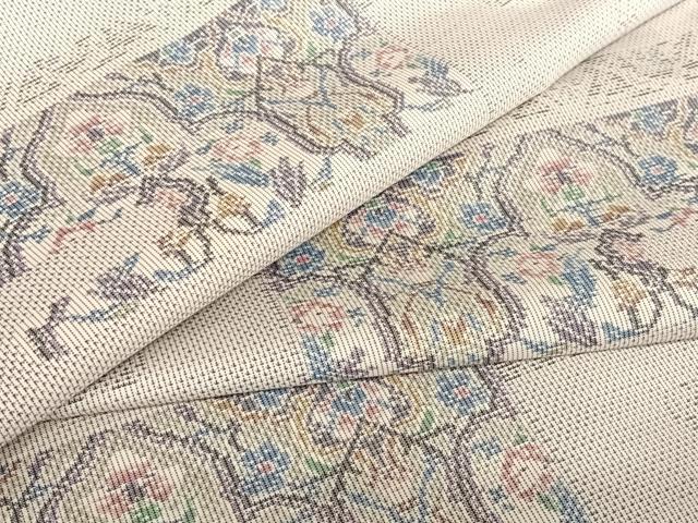 平和屋着物●本場大島紬　白大島　カタス７マルキ　総絣　横段花文　正絹　逸品　未使用　AABB1388np