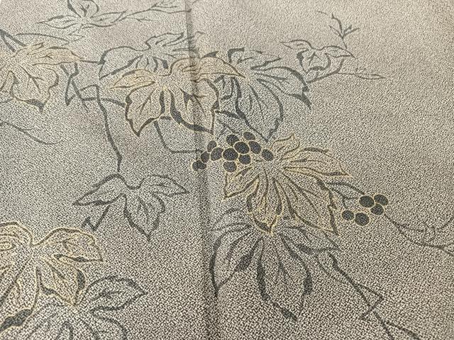 平和屋着物○訪問着 お召地 葡萄蔦の葉 草木シルエット 金彩 正絹