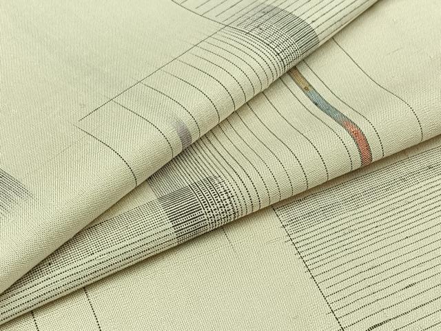 平和屋着物▽上質な紬　単衣　色紙重ね文　正絹　逸品　AABB1417jh