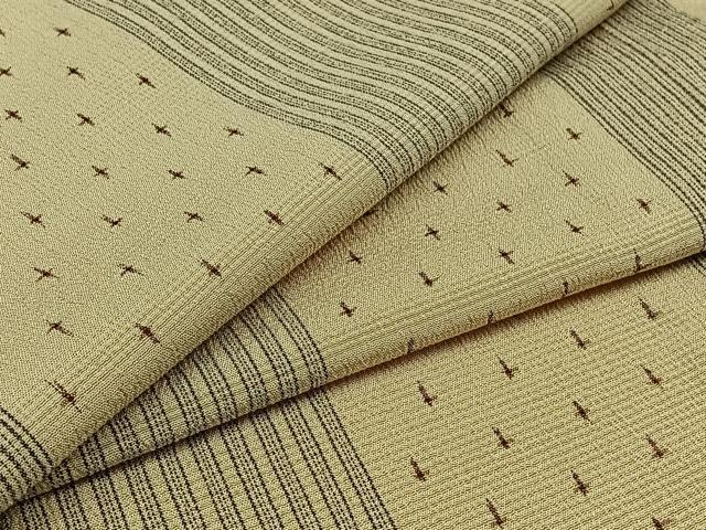 平和屋着物▽本塩沢　単衣　間道　正絹　逸品　AABB1429jh