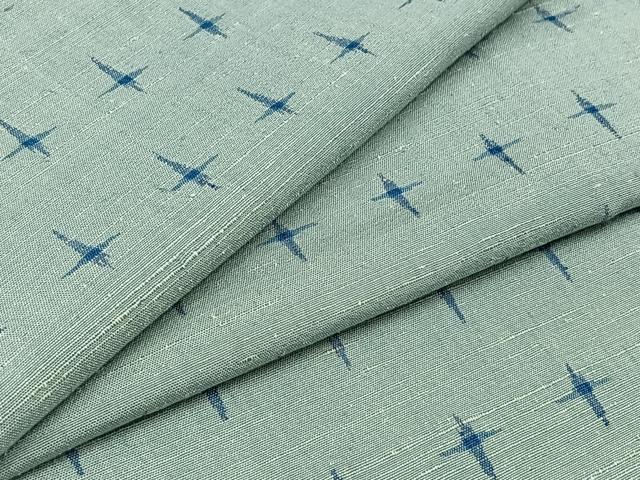 平和屋着物▽上質な紬　単衣　蚊絣　正絹　逸品　AABB1435jh