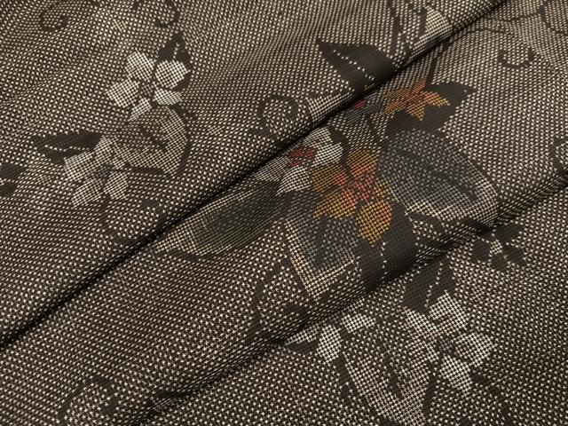 平和屋着物●本場大島紬　一元7マルキ　花唐草文　正絹　逸品　未使用　AABB1444ph