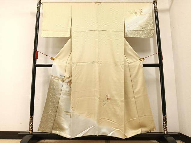 平和屋着物●訪問着　刺繍　枝花文　暈し染め　金彩　正絹　逸品　未使用　AABB1449ph