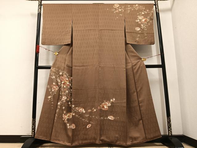 平和屋着物●訪問着　駒刺繍　貝合わせ花文　金彩　正絹　逸品　AABB1483ph